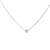 14k White Gold .20ct G VS2 Round Bezel Set Solitaire Pendant